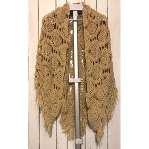 Bohemian Hand-Knit Fringe Shawl